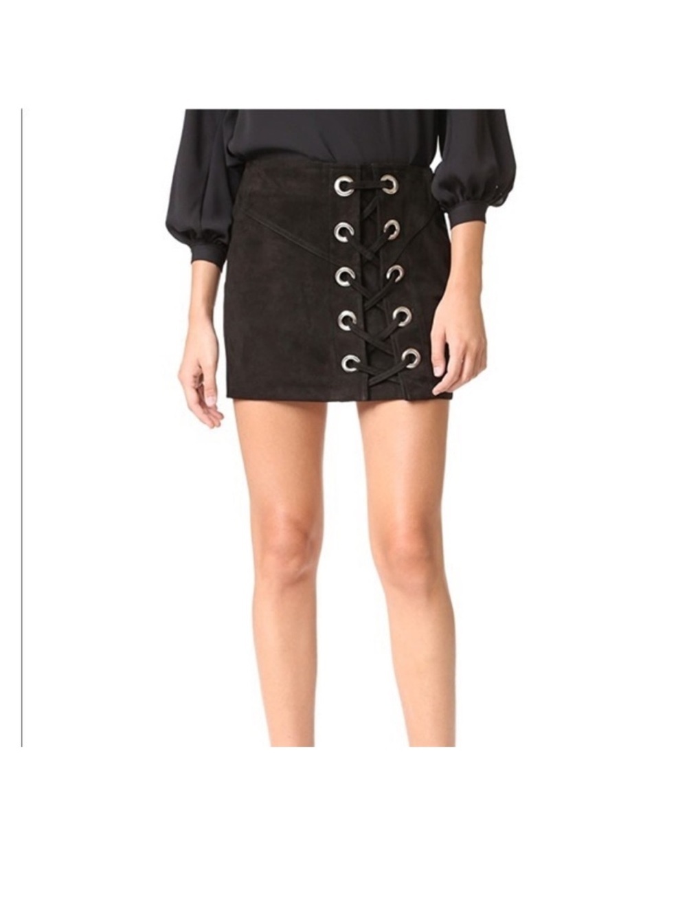 Parker 4 Black Lace-Up Suede Mini Skirt - Women